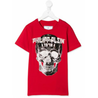 Philipp Plein Camiseta com aplicação logo e caveira - Vermelho