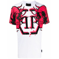 Philipp Plein Camiseta com detalhe de logo e estampa de caveira - Branco