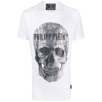 Philipp Plein Camiseta com estampa caveira e logo em strass - Branco