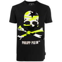 Philipp Plein Camiseta com estampa de caveira e camuflada - Preto