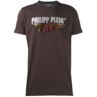 Philipp Plein Camiseta com estampa de chama dourada - Marrom