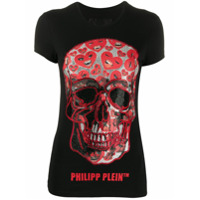 Philipp Plein Camiseta com estampa de coração e caveira - Preto