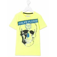 Philipp Plein Camiseta com estampa de logo e caveira - Amarelo