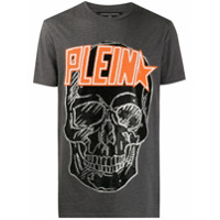 Philipp Plein Camiseta com estampa de logo e caveira - Cinza