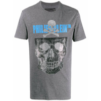 Philipp Plein Camiseta com estampa de logo e caveira SS - Cinza