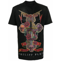 Philipp Plein Camiseta com estampa e aplicação - Preto