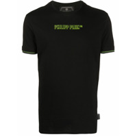 Philipp Plein Camiseta com logo e acabamento neon - Preto