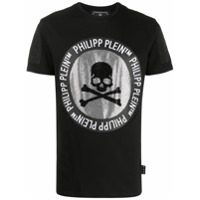 Philipp Plein Camiseta com logo e cavaria de strass - Preto