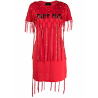 Philipp Plein Camiseta com sobreposição de tule - Vermelho