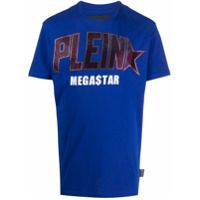 Philipp Plein Camiseta de algodão com logo em strass - Azul