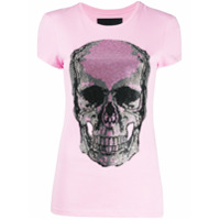 Philipp Plein Camiseta de jérsei com caveira de strass - Rosa