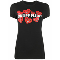 Philipp Plein Camiseta decote careca com estampa de coração - Preto