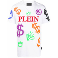 Philipp Plein Camiseta decote careca com estampa grafite - Branco