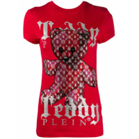 Philipp Plein Camiseta decote careca monogamada Teddy Bear - Vermelho
