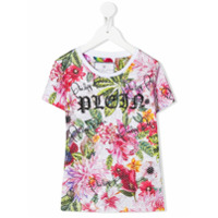 Philipp Plein Camiseta floral com aplicações de strass - Branco
