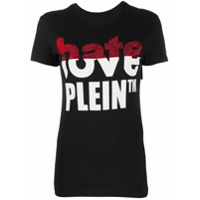 Philipp Plein Camiseta Love Plein com logo e aplicação de strass - Preto