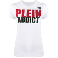 Philipp Plein Camiseta mangas curtas com aplicação Addict - Branco