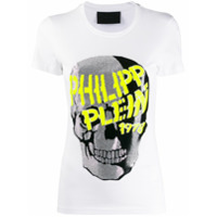 Philipp Plein Camiseta mangas curtas com aplicação de caveira - Branco