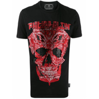 Philipp Plein Camiseta mangas curtas com aplicação de caveira - Preto