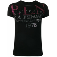 Philipp Plein Camiseta P.L.N. com aplicação - Preto
