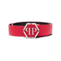 Philipp Plein Cinto com placa hexágono PP - Vermelho