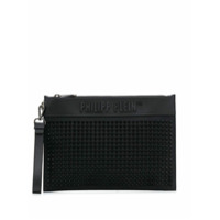 Philipp Plein Clutch com logo texturizado - Preto