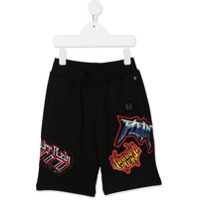 Philipp Plein embellished appliqué patch track shorts - Preto