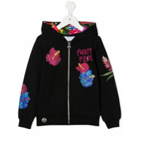 Philipp Plein embellished floral zipped front hoodie - Preto