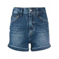 Philipp Plein Hot pant com efeito lavagem estonada - Azul