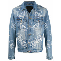 Philipp Plein Jaqueta jeans com estampa de caveira - Azul