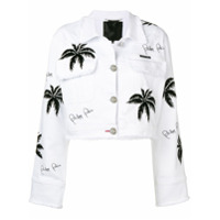 Philipp Plein Jaqueta jeans com estampa de palmeira - Branco