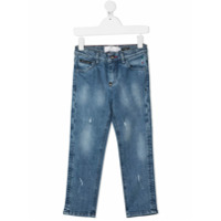 Philipp Plein Junior Calça jeans com patch Teddy Bear - Azul
