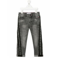 Philipp Plein Junior Calça jeans reta Iconic Plein - Cinza
