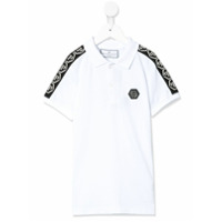 Philipp Plein Junior Camisa polo com estampa de logo - Branco