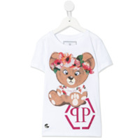 Philipp Plein Junior Camiseta com aplicação e estampa de urso - Branco