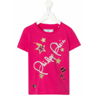 Philipp Plein Junior Camiseta com aplicações de strass - Rosa