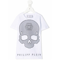 Philipp Plein Junior Camiseta com bordado de caveira - Branco