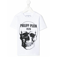 Philipp Plein Junior Camiseta com caveira de strass - Branco