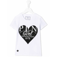 Philipp Plein Junior Camiseta com corações em aplicações - Branco