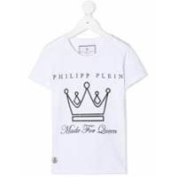 Philipp Plein Junior Camiseta com estampa de coroa - Branco