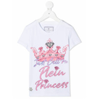 Philipp Plein Junior Camiseta com estampa de coroa - Branco