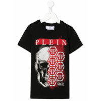 Philipp Plein Junior Camiseta com logo em strass - Preto