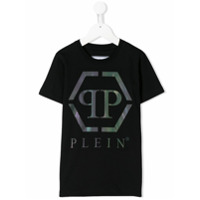 Philipp Plein Junior Camiseta com logo holográfico - Preto