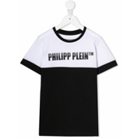 Philipp Plein Junior Camiseta decote arredondado com logo - Branco
