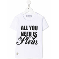 Philipp Plein Junior Camiseta decote arredondado SS Love Plein - Branco