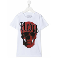 Philipp Plein Junior Camiseta Gothic com logo - Branco