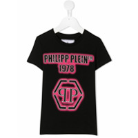 Philipp Plein Junior embellished hexagon logo T-shirt - Preto