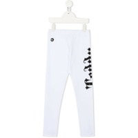 Philipp Plein Junior Legging com logo em strass - Branco