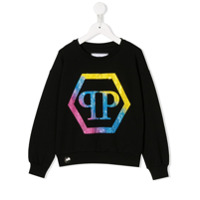 Philipp Plein Junior logo print sweatshirt - Preto