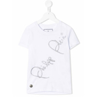 Philipp Plein Junior metallic signature T-shirt - Branco